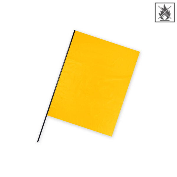 Plastic film flag fire retardant (upright format) 90x75 Yellow