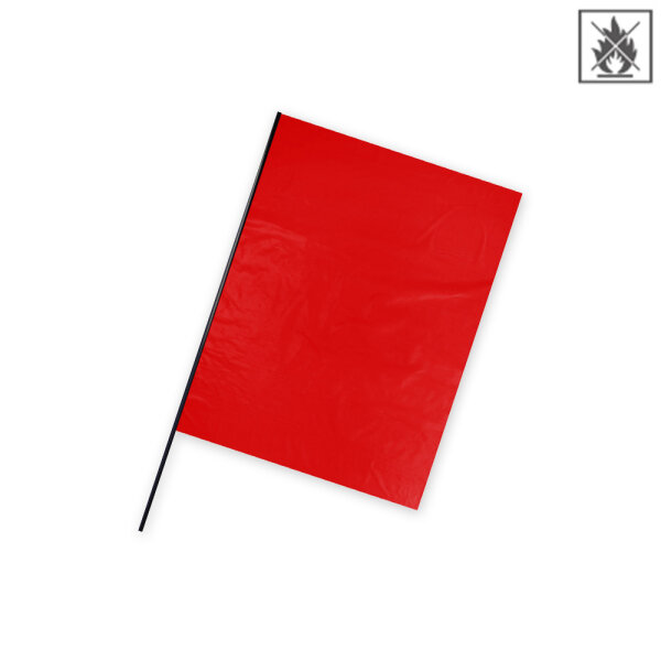 Plastic film flag fire retardant (upright format) 150x100 Red