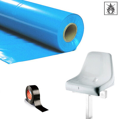 Feuille de couverture à rouleau siège lourde inflammable 0,75x200m - bleu clair
