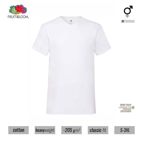 V-Ausschnitt T-Shirt - FotL Valueweight V-Neck T