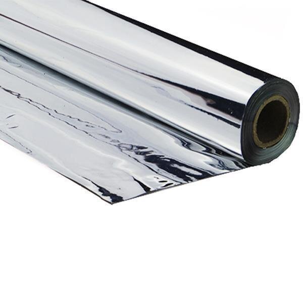 Metallic plastic film roll premium fire retardant 1,50x100m - silver